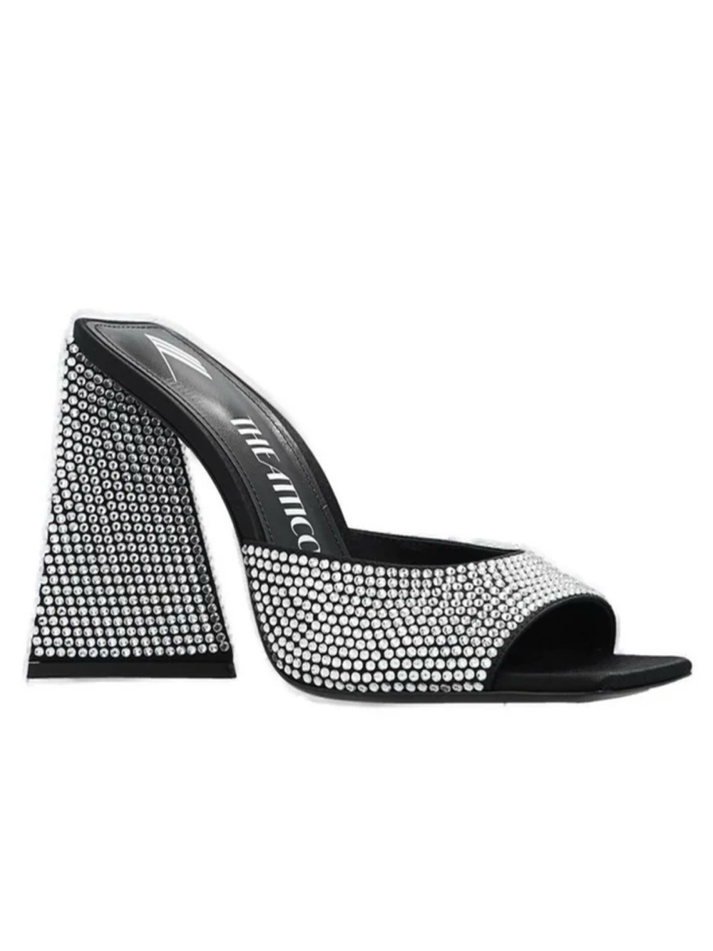 The Attico Crystal Embellished Black Heeled Mules